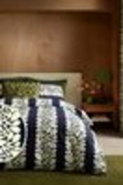 Orla Kiely Space Blue 100% Cotton Sycamore Stripe Duvet Cover And Pillowcase Set - Image 1 of 1