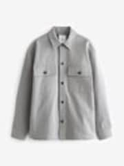 Grey 100% Cotton Twin Pocket Shacket Overshirt - Image 1 of 1