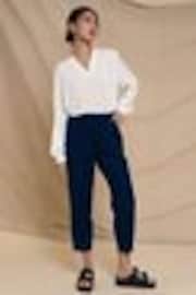 Threadbare Blue Petite Linen Blend Tapered Trousers - Image 1 of 1