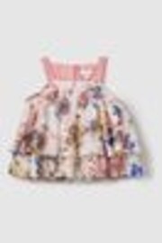 Reiss Pink Print Arina 13-14 yrs Tiered Floral Print Top Co-Ord - Image 1 of 1