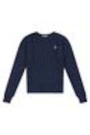 Azul - U.S. Polo Assn. Womens V-Neck Cable Knit Jumper - Imagen 1 de 1