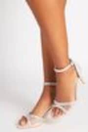 Quiz Silver Shimmer Mesh Front Diamante Low Heel Sandals - Image 1 of 1