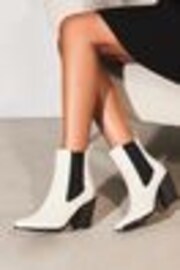 Lipsy Cream Mid Heel Chelsea Western Boot - Image 1 of 1