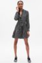 Gap Black/White Tiered Ruffle Long Sleeve Check Mini Dress - Image 1 of 1