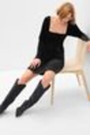 Gap Black Smocked Velvet Long Sleeve Mini Dress - Image 1 of 1