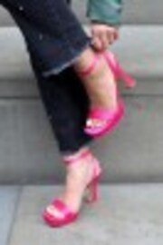 Linzi Pink Haisley Platform Heeled Sandals With Square Toe - Image 1 of 1