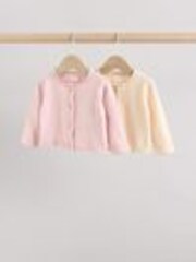 Pink/Neutral 100% Cotton Cardigans 2 Pack (0mths-3yrs) - Image 1 of 1