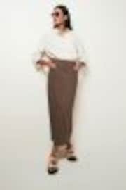 Brown Linen Blend Maxi Skirt - Image 1 of 1