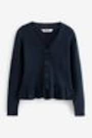 Clarks Navy Girls Cable Knit Frill School Cardigan - Image 1 of 1