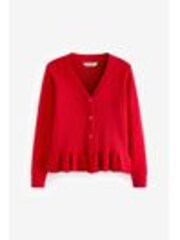 Clarks Red Girls Cable Knit Frill School Cardigan - Image 1 of 1