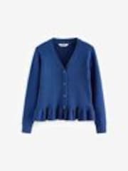 Clarks Blue Girls Cable Knit Frill School Cardigan - Image 1 of 1