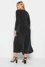 AllSaints Hanna flame print high neck maxi dress with long sleeves in black