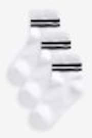 White Black Stripe Cropped Length Cotton Rich Cushioned Sole Ankle Socks 3 Pack - Image 1 of 1