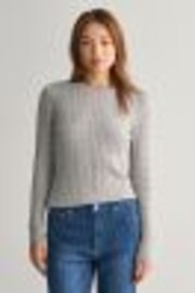 GANT Grey Stretch Cotton Cable Knit Jumper - Image 1 of 1