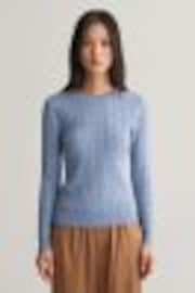 GANT Blue Stretch Cotton Cable Knit Jumper - Image 1 of 1