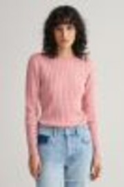 GANT Pink Stretch Cotton Cable Knit Jumper - Image 1 of 1