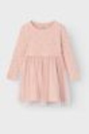 Name It Pink Printed Jersey And Mesh Skater Dress - Image 1 of 1