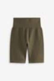 Khaki Green High Waist Ribbed Cycling Shorts - Image 1 of 1