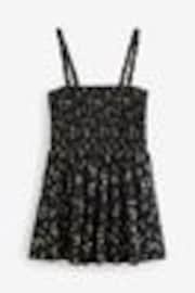 Black Ditsy Floral Shaping Shirred Bandeau Skirted Swimdress - Image 1 of 1