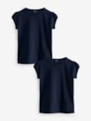 Navy Blue Puff Sleeve 100% Cotton T-Shirts 2 Pack (3-16yrs) - Image 1 of 1
