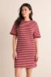 Red and Cream Stripe Crochet Boxy T-Shirt Dress - Image 1 of 1