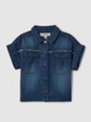 Reiss Blue Sandie 9-13 yrs Embellished Denim Shirt - Image 1 of 1