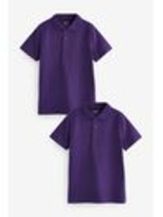 Purple Regular Fit Cotton School Short Sleeve 100% Cotton Polo Shirts 2 Pack (3-16yrs) - Image 1 of 1