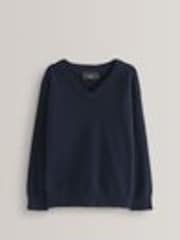 Navy Blue Knitted V-Neck School Jumper (3-16yrs) - Image 1 of 1