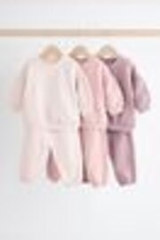 Pink/ Cream Baby Sweatshirt & Joggers 6 Piece Set (0mths-2yrs) - Image 1 of 1