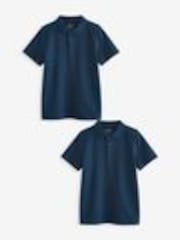 Navy Regular Fit Cotton School Short Sleeve 100% Cotton Polo Shirts 2 Pack (3-16yrs) - Image 1 of 1