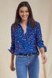 Love & Roses Blue Animal Patch Pocket Button Through Shirt - Image 1 of 1