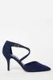 Friends Like These Navy Faux Suede Regular Fit Cross Over Mid Court Heel - Image 1 of 1