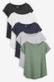 Gris/Blanc/Noir/Bleu marine/Vert kaki - T-shirt à manches courtes 5 Pack - Image 1 of 1