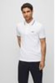 Weiß/Grau - BOSS – Paddy – Polo-Shirt mit Streifen aus 100 % Baumwolle - Bild 1 von 1