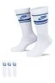 Nike White/Blue Sportswear Everyday Essential White Crew Socks 3 Pack - Image 1 of 1