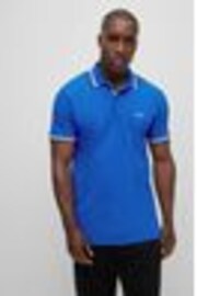 Leuchtendes Blau/Blaue Zierstreifen - BOSS – Paddy – Polo-Shirt mit Streifen aus 100 % Baumwolle - Bild 1 von 1