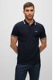 Blau - BOSS – Paddy – Polo-Shirt mit Streifen aus 100 % Baumwolle - Bild 1 von 1