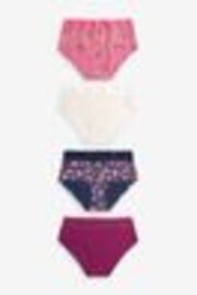 Navy Blue/Pink Folk Print Short Lace Trim Cotton Blend Knickers 4 Pack - Image 1 of 1