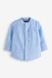Blue Grandad Collar Linen Mix Shirt (3mths-7yrs) - Image 1 of 1