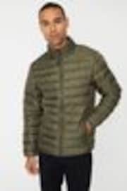 Threadbare Khaki Showerproof Matte Finish Padded Funnel Neck Jacket - Image 1 of 1