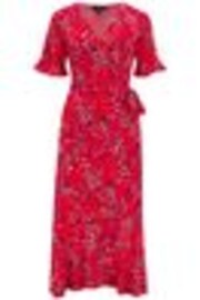 Pour Moi Red Multi Print Megan Stretch Jersey Wrap Midi Dress - Image 1 of 1