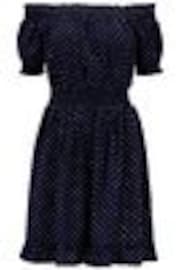 Pour Moi Blue Eloise Puff Sleeve Woven Bardot Dress - Image 1 of 1