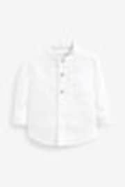 White Grandad Collar Linen Mix Shirt (3mths-7yrs) - Image 1 of 1