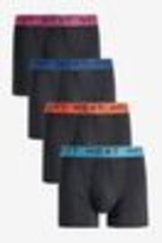 Black Marl Bright Waistband 4 pack A-Front Boxers - Image 1 of 1