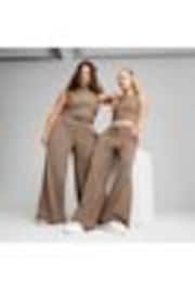 Puma Brown Womens Wardrobe Essentials Relaxed Wide Leg Sweatpants - Image 1 of 1