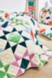 Oliver Bonas Orange Bright Velvet Patchwork Bedspread - Image 1 of 1