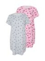 Yours Curve Pink Dipped Back Nightdress 2 Pack - Image 1 of 1