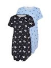 Yours Curve Black Dipped Back Nightdress 2 Pack - Image 1 of 1