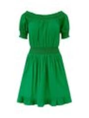 Pour Moi Green Eloise Puff Sleeve Woven Bardot Dress - Image 1 of 1
