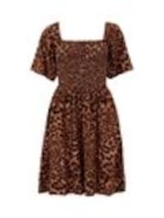 Pour Moi Brown Angel Sleeve Shirred Bodice Woven Dress - Image 1 of 1